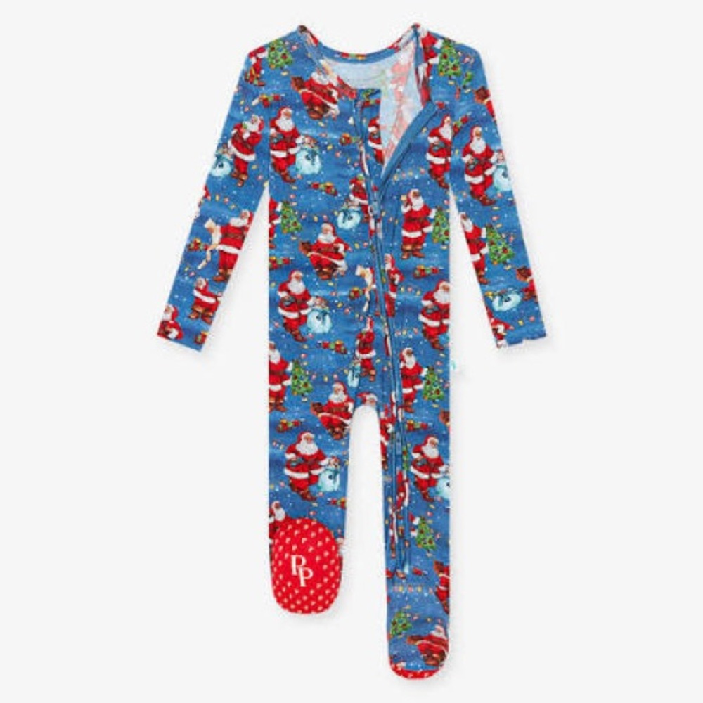 Posh Peanut Festive Santa Blue Pajamas